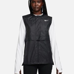 Nike Women's Sleeveless Full Zip Tour Repel Gold Vest in Black size L NWT